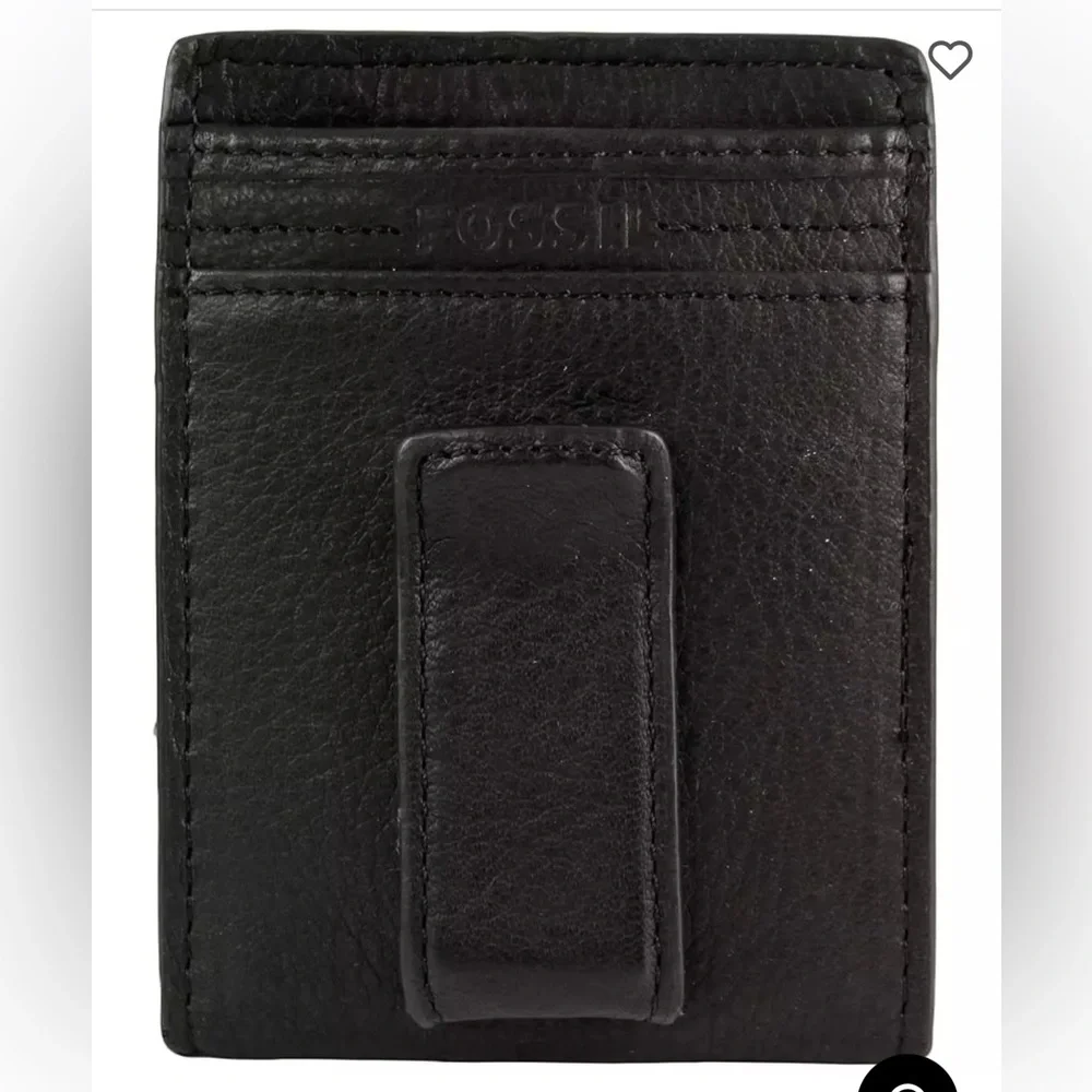 Fossil wallet men’s black genuine leather fold wallet Harper clip cards travel